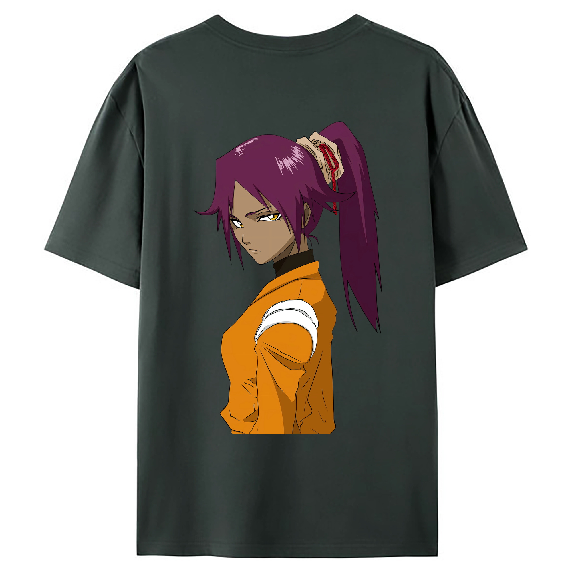 （画像用） ブリーチ 四楓院 夜一（しほういん よるいち） BLEACH Shihouin Yoruichi 綿100％ メンズ半袖Tシャツ（バックプリント） 通気性